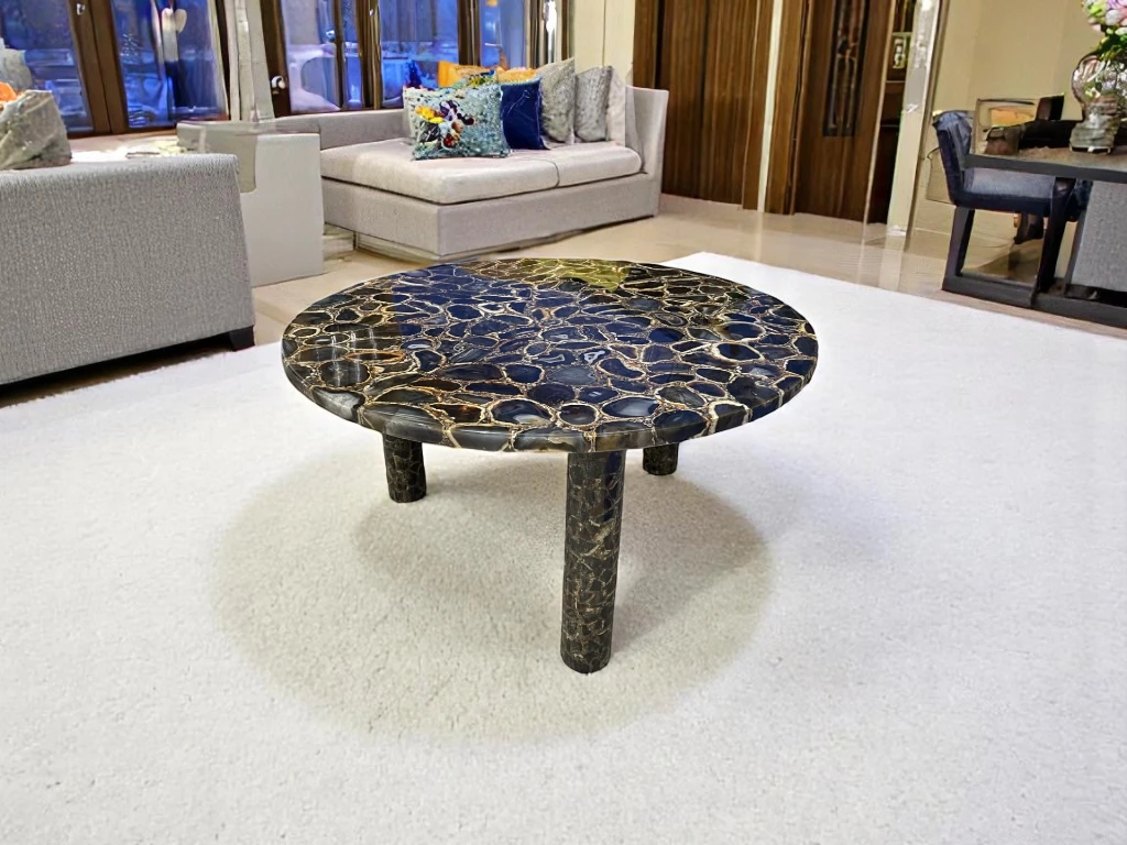Round Agate Coffee Table : Vedantartisans